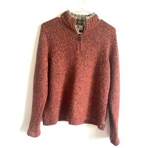 WOOLRICH Women’s 1/4 Zip Sweater Henna Ramie Pull Over Large
